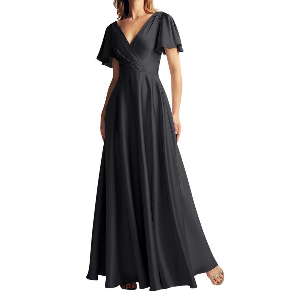 AW. Bridal Furst Maxi Flutter Sleeve Dress in Black, Size 4​​​